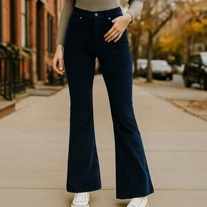 Navy Corduroy Flare Pants | 16 Tall